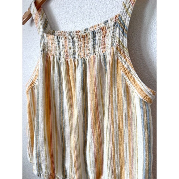 Prana Womens Size Large Tank Top Striped Organic Cotton Little Palm Cami Yellow - Picture 4 of 7